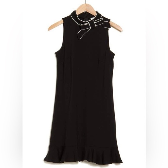 NWOT Eliza J Bow Neck Sleeveless Dress Women’s S. Black with white neck … - Picture 2 of 7